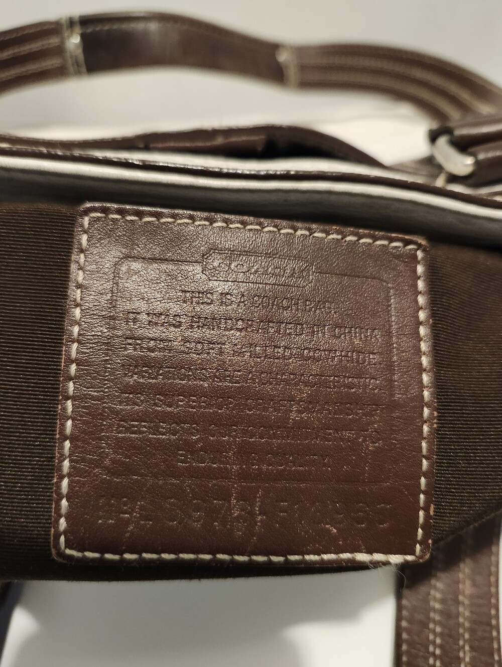 Coach Two-Tone White and Brown Leather Shoulder Tote - Picture 6 of 7